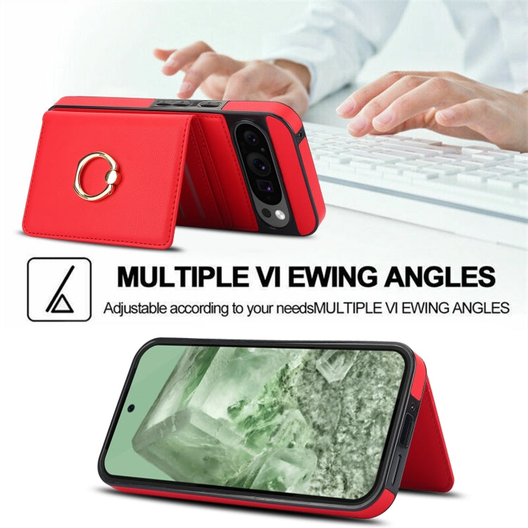 For Google Pixel 9 RFID Anti-theft Card Ring Holder Phone Case(Red) - Google Cases by PMC TechLife | Online Shopping South Africa | PMC TechLife | Buy Now Pay Later Mobicred