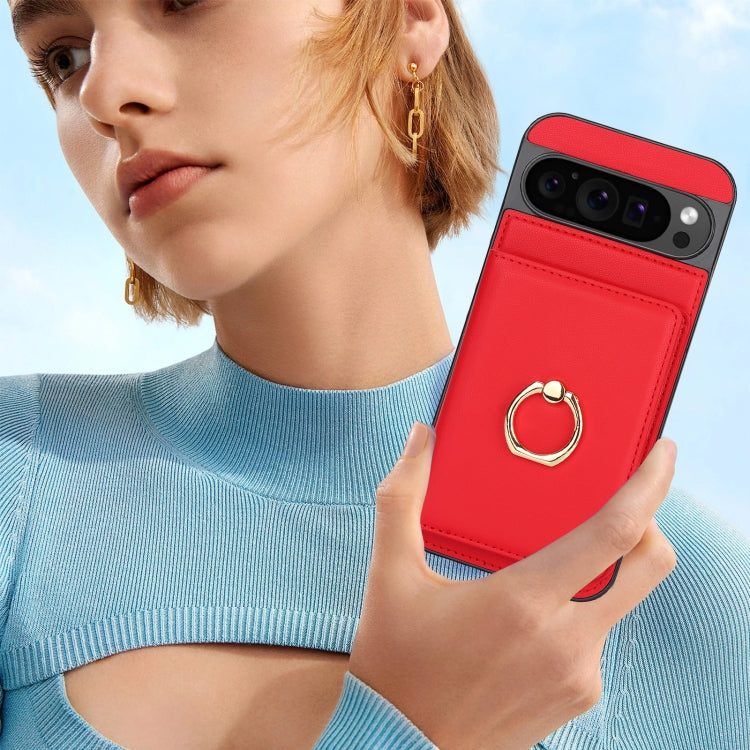 For Google Pixel 9 RFID Anti-theft Card Ring Holder Phone Case(Red) - Google Cases by PMC TechLife | Online Shopping South Africa | PMC TechLife | Buy Now Pay Later Mobicred