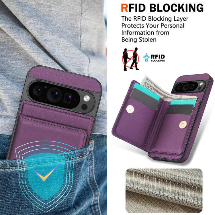 For Google Pixel 9 RFID Anti-theft Card Ring Holder Phone Case(Dark Purple) - Google Cases by PMC TechLife | Online Shopping South Africa | PMC TechLife | Buy Now Pay Later Mobicred