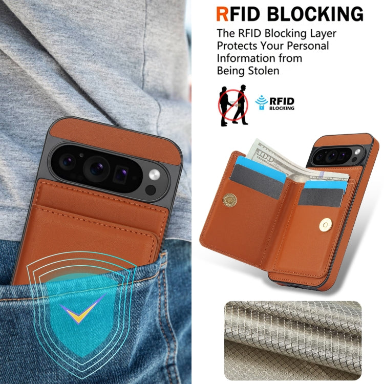 For Google Pixel 9 RFID Anti-theft Card Ring Holder Phone Case(Brown) - Google Cases by PMC Jewellery | Online Shopping South Africa | PMC Jewellery | Buy Now Pay Later Mobicred