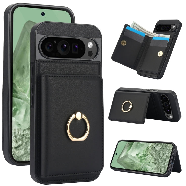 For Google Pixel 9 Pro XL RFID Anti-theft Card Ring Holder Phone Case(Black) - Google Cases by PMC TechLife | Online Shopping South Africa | PMC TechLife | Buy Now Pay Later Mobicred