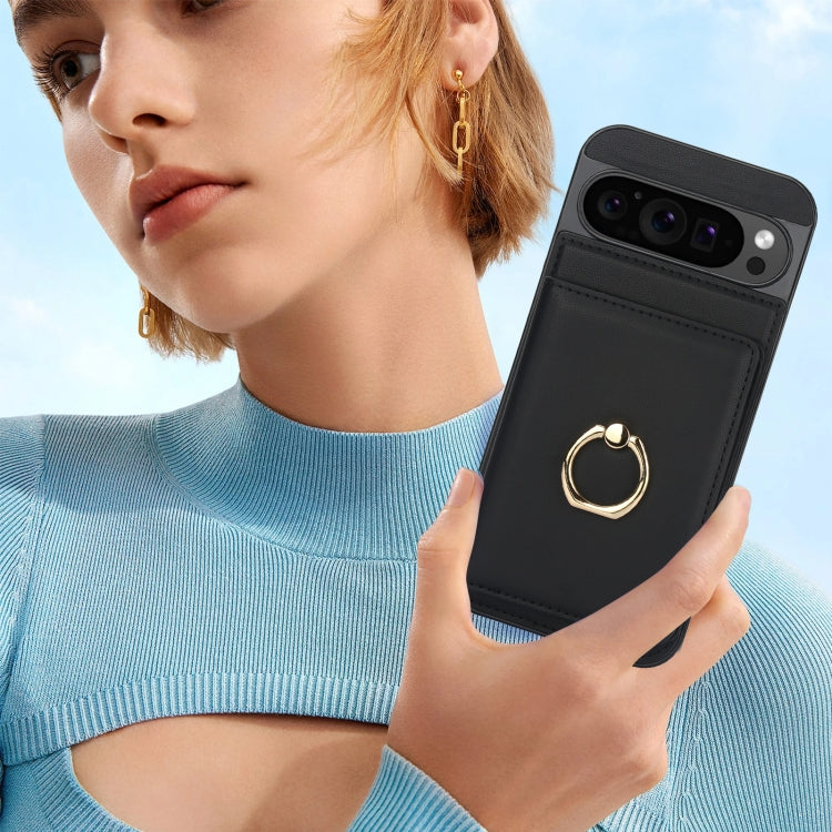 For Google Pixel 9 Pro XL RFID Anti-theft Card Ring Holder Phone Case(Black) - Google Cases by PMC TechLife | Online Shopping South Africa | PMC TechLife | Buy Now Pay Later Mobicred