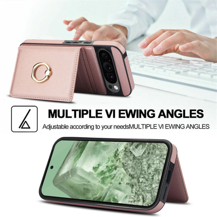 For Google Pixel 9 Pro XL RFID Anti-theft Card Ring Holder Phone Case(Rose Gold) - Google Cases by PMC TechLife | Online Shopping South Africa | PMC TechLife | Buy Now Pay Later Mobicred