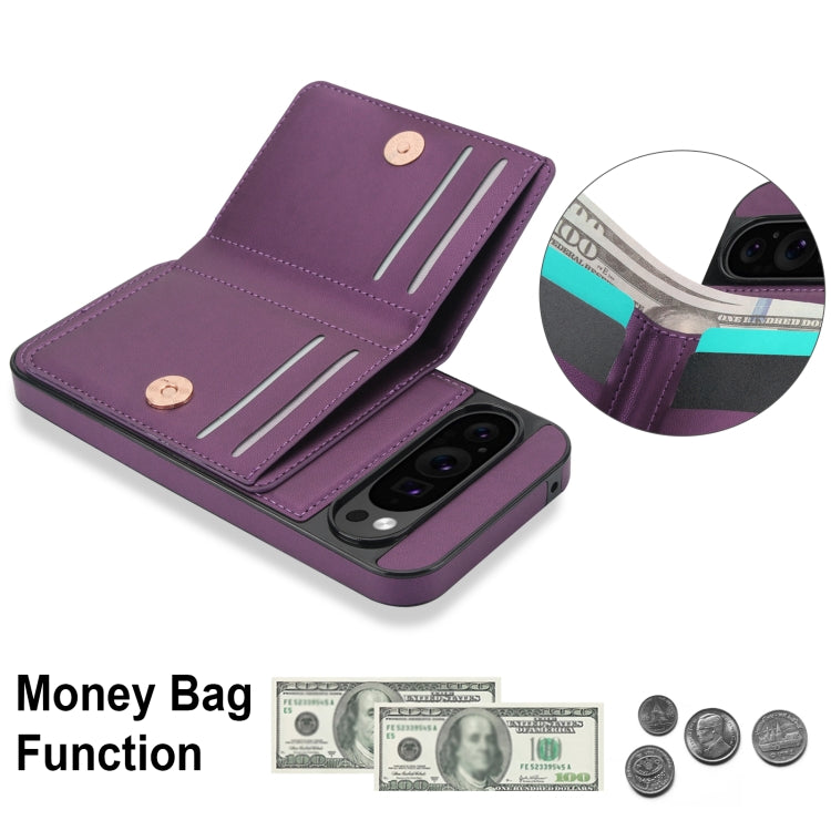 For Google Pixel 9 Pro XL RFID Anti-theft Card Ring Holder Phone Case(Dark Purple) - Google Cases by PMC TechLife | Online Shopping South Africa | PMC TechLife | Buy Now Pay Later Mobicred