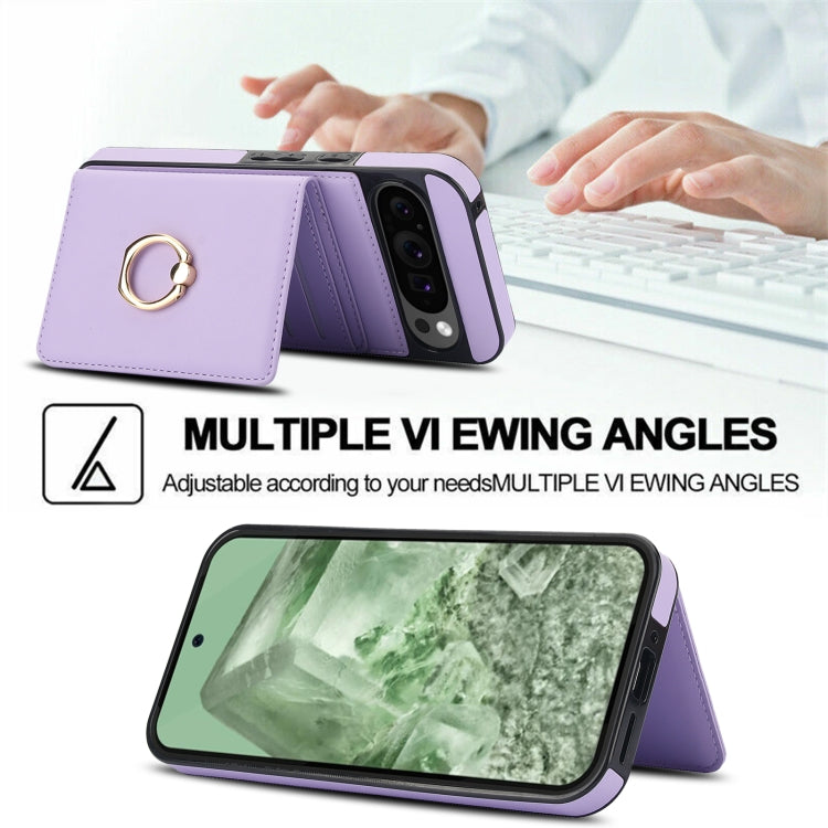 For Google Pixel 9 Pro XL RFID Anti-theft Card Ring Holder Phone Case(Purple) - Google Cases by PMC TechLife | Online Shopping South Africa | PMC TechLife | Buy Now Pay Later Mobicred