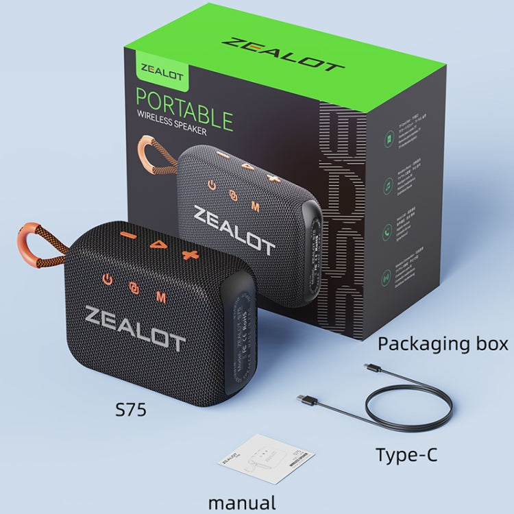 Zealot S75 Portable Outdoor IPX6 Waterproof Bluetooth Speaker(Black) - Waterproof Speaker by ZEALOT | Online Shopping South Africa | PMC Jewellery | Buy Now Pay Later Mobicred