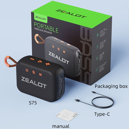 Zealot S75 Portable Outdoor IPX6 Waterproof Bluetooth Speaker(Blue) - Waterproof Speaker by ZEALOT | Online Shopping South Africa | PMC Jewellery | Buy Now Pay Later Mobicred