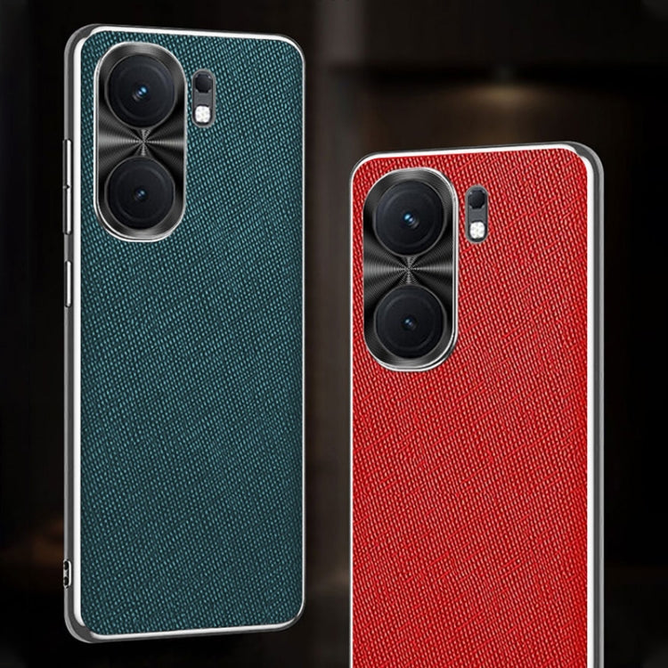 For vivo iQOO Neo9 Pro Silver Edge Cross Texture PU Leather Phone Case(Dark Green) - iQOO Neo9 Pro Cases by PMC TechLife | Online Shopping South Africa | PMC TechLife | Buy Now Pay Later Mobicred