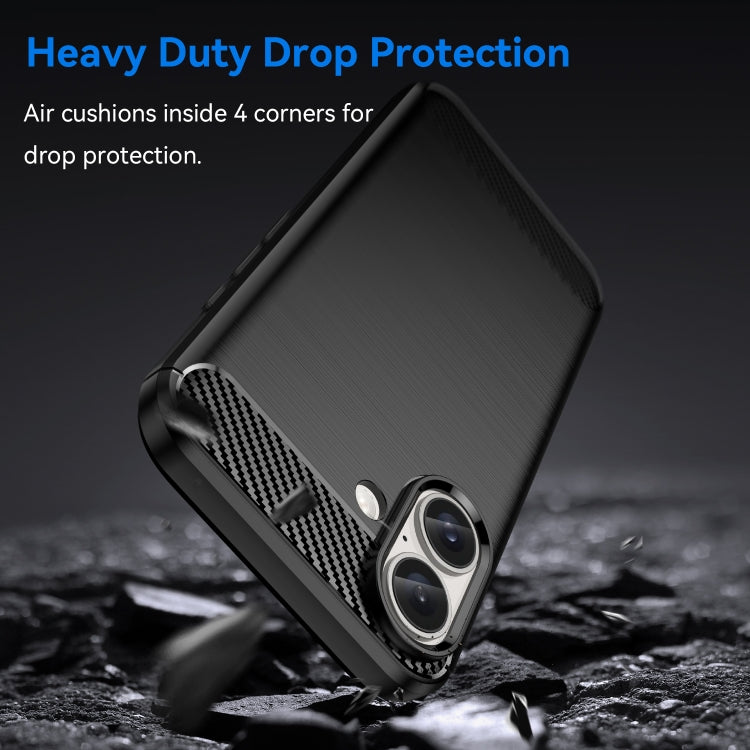 For iPhone 16 Brushed Texture Carbon Fiber TPU Phone Case(Black) - iPhone 16 Cases by PMC Jewellery | Online Shopping South Africa | PMC Jewellery | Buy Now Pay Later Mobicred