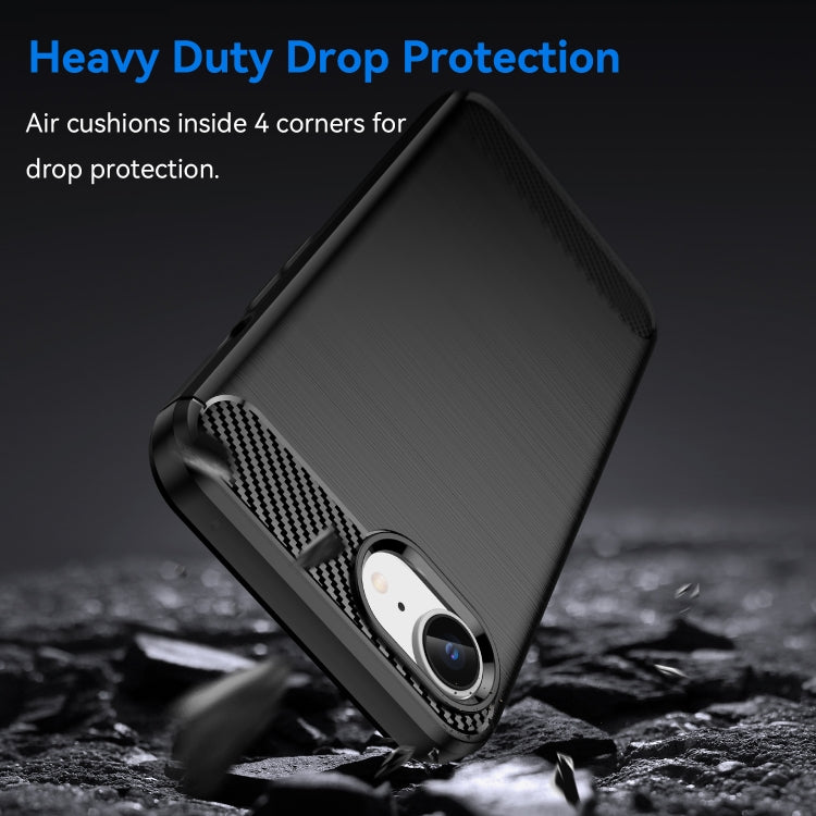 For iPhone SE 2024 Brushed Texture Carbon Fiber TPU Phone Case(Black) - More iPhone Cases by PMC TechLife | Online Shopping South Africa | PMC TechLife | Buy Now Pay Later Mobicred