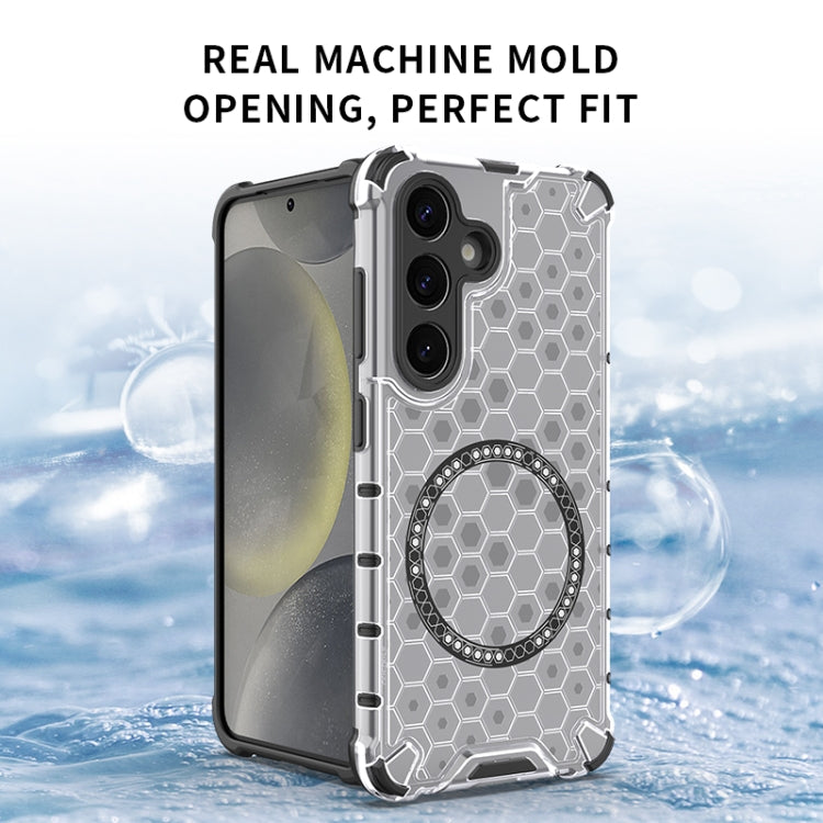 For Samsung Galaxy S25 5G Honeycomb Magnetic Ring Shockproof Phone Case(Green) - Galaxy S25 5G Cases by PMC TechLife | Online Shopping South Africa | PMC TechLife | Buy Now Pay Later Mobicred