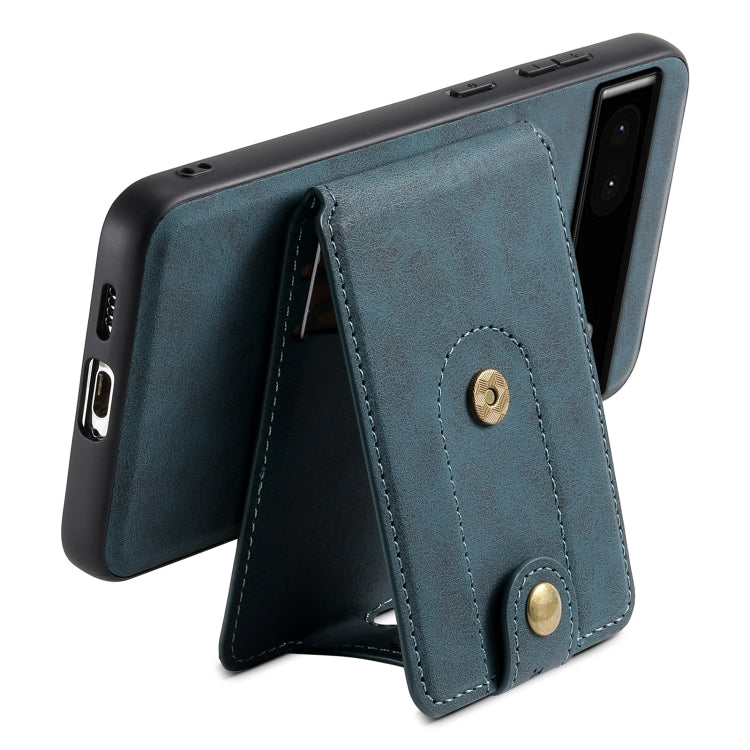For Google Pixel 6a Denior D14 NK Retro Pattern MagSafe Magnetic Card Holder Leather Phone Case(Blue) - Google Cases by Denior | Online Shopping South Africa | PMC TechLife | Buy Now Pay Later Mobicred
