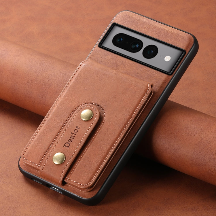 For Google Pixel 7 Pro 5G Denior D14 NK Retro Pattern MagSafe Magnetic Card Holder Leather Phone Case(Brown) - Google Cases by Denior | Online Shopping South Africa | PMC TechLife | Buy Now Pay Later Mobicred