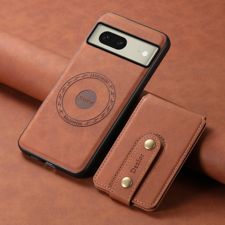 For Google Pixel 8 Denior D14 NK Retro Pattern MagSafe Magnetic Card Holder Leather Phone Case(Brown) - Google Cases by Denior | Online Shopping South Africa | PMC TechLife | Buy Now Pay Later Mobicred