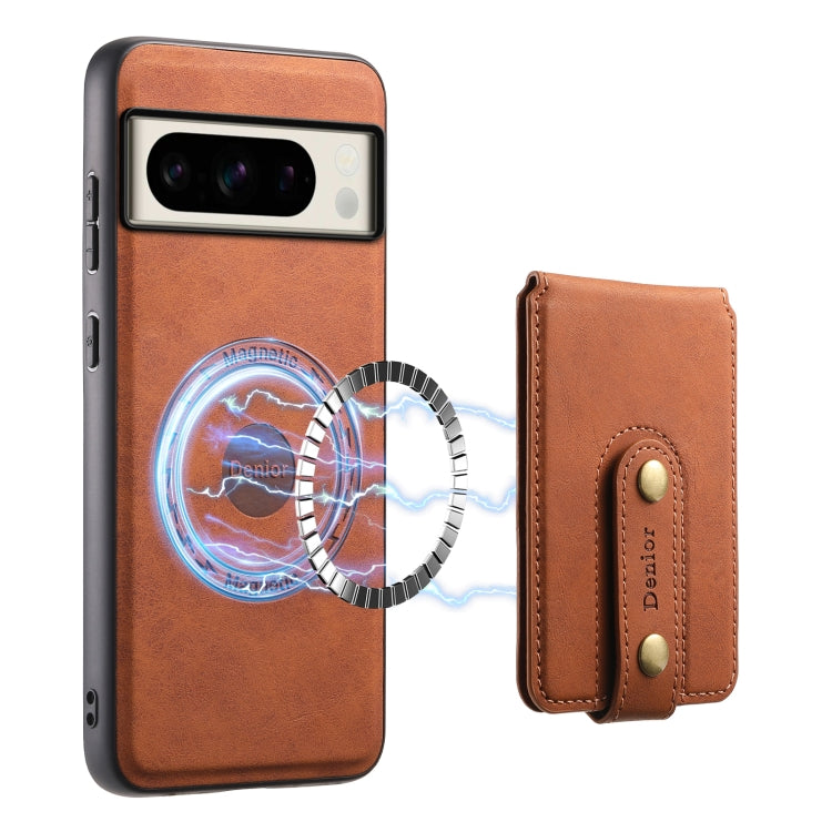 For Google Pixel 8 Pro Denior D14 NK Retro Pattern MagSafe Magnetic Card Holder Leather Phone Case(Brown) - Google Cases by Denior | Online Shopping South Africa | PMC TechLife | Buy Now Pay Later Mobicred
