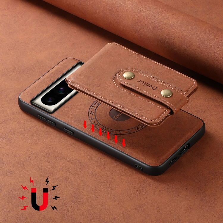 For Google Pixel 8 Pro Denior D14 NK Retro Pattern MagSafe Magnetic Card Holder Leather Phone Case(Brown) - Google Cases by Denior | Online Shopping South Africa | PMC TechLife | Buy Now Pay Later Mobicred