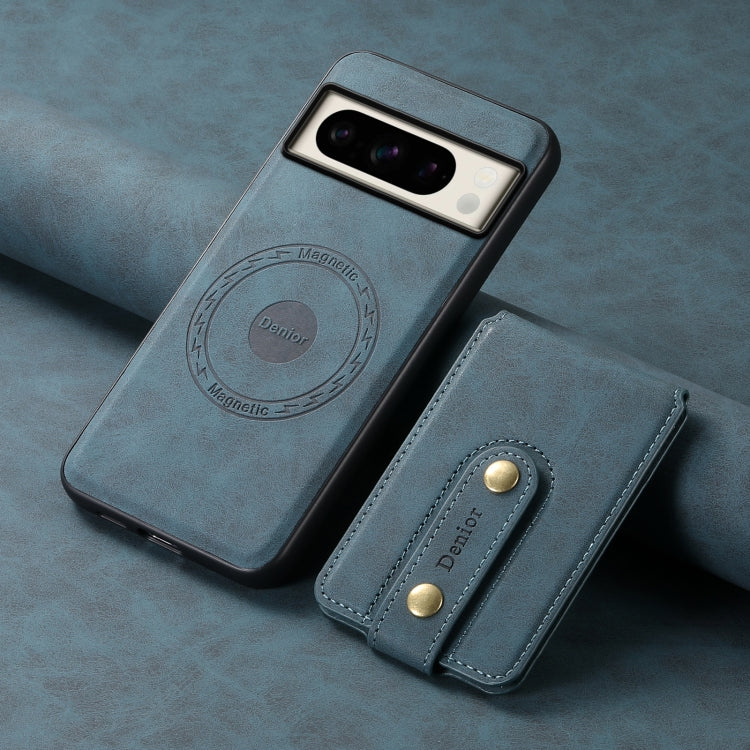 For Google Pixel 8 Pro Denior D14 NK Retro Pattern MagSafe Magnetic Card Holder Leather Phone Case(Blue) - Google Cases by Denior | Online Shopping South Africa | PMC TechLife | Buy Now Pay Later Mobicred