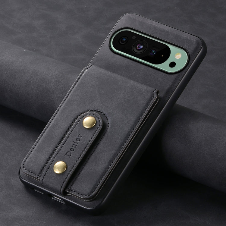 For Google Pixel 9 Denior D14 NK Retro Pattern MagSafe Magnetic Card Holder Leather Phone Case(Black) - Google Cases by Denior | Online Shopping South Africa | PMC Jewellery | Buy Now Pay Later Mobicred