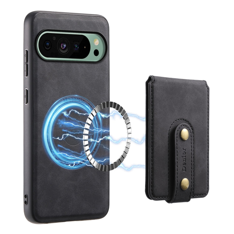 For Google Pixel 9 Denior D14 NK Retro Pattern MagSafe Magnetic Card Holder Leather Phone Case(Black) - Google Cases by Denior | Online Shopping South Africa | PMC TechLife | Buy Now Pay Later Mobicred