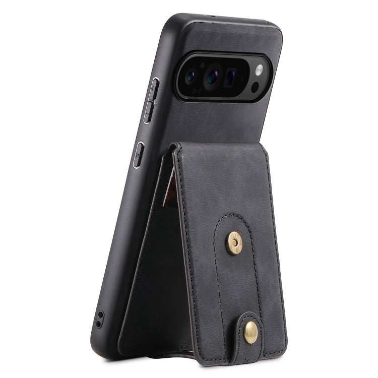 For Google Pixel 9 Pro Denior D14 NK Retro Pattern MagSafe Magnetic Card Holder Leather Phone Case(Black) - Google Cases by Denior | Online Shopping South Africa | PMC TechLife | Buy Now Pay Later Mobicred