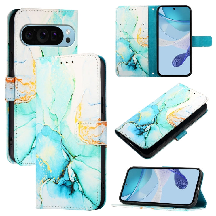 For Google Pixel 9 Pro XL PT003 Marble Pattern Flip Leather Phone Case(Green) - Google Cases by PMC Jewellery | Online Shopping South Africa | PMC Jewellery | Buy Now Pay Later Mobicred