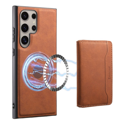 For Samsung Galaxy S24 Ultra 5G Denior D13 Retro Texture Leather MagSafe Card Bag Phone Case(Brown) - Galaxy S24 Ultra 5G Cases by Denior | Online Shopping South Africa | PMC Jewellery | Buy Now Pay Later Mobicred