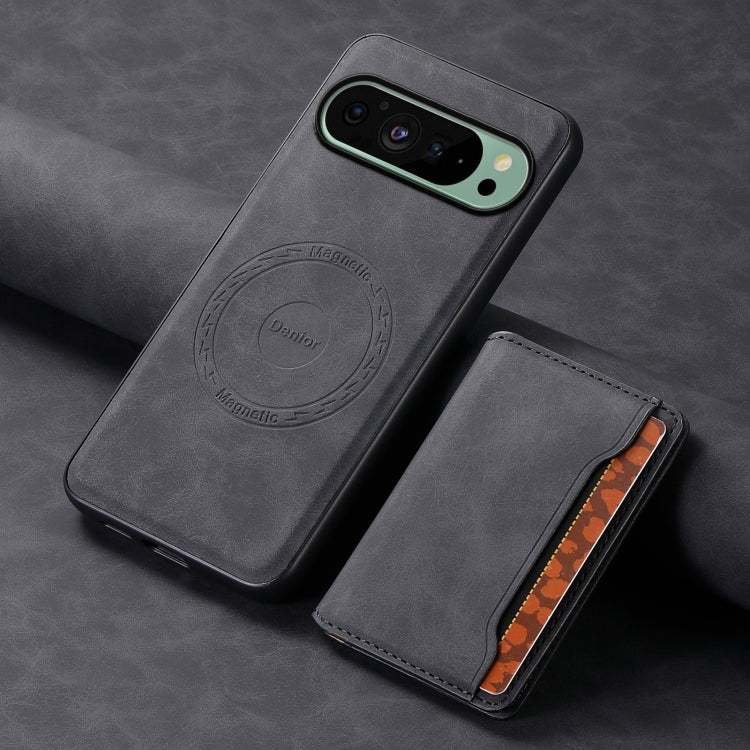For Google Pixel 9 Denior D13 Retro Texture Leather MagSafe Card Bag Phone Case(Black) - free shipping - PMC TechLife - Order now!