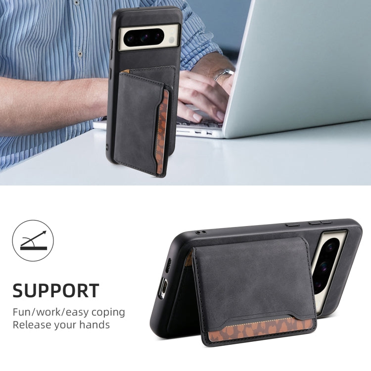 For Google Pixel 8 Pro Denior D13 Retro Texture Leather MagSafe Card Bag Phone Case(Black) - Google Cases by Denior | Online Shopping South Africa | PMC Jewellery | Buy Now Pay Later Mobicred