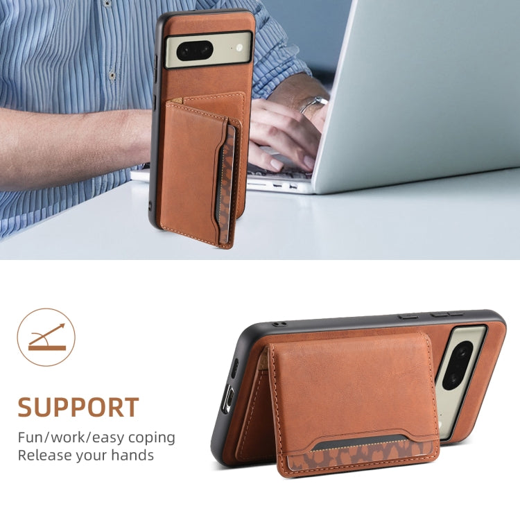 For Google Pixel 8 Denior D13 Retro Texture Leather MagSafe Card Bag Phone Case(Brown) - Google Cases by Denior | Online Shopping South Africa | PMC TechLife | Buy Now Pay Later Mobicred