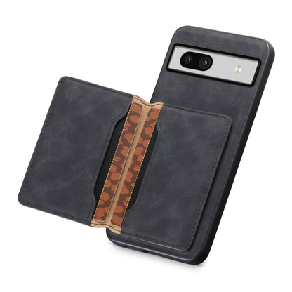 For Google Pixel 7a Denior D13 Retro Texture Leather MagSafe Card Bag Phone Case(Black) - Google Cases by Denior | Online Shopping South Africa | PMC Jewellery | Buy Now Pay Later Mobicred