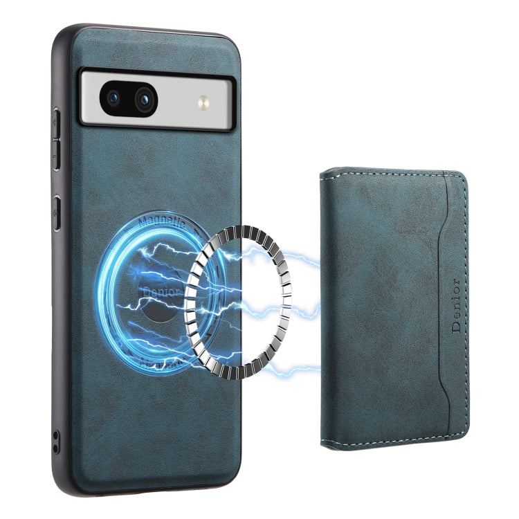For Google Pixel 7a Denior D13 Retro Texture Leather MagSafe Card Bag Phone Case(Blue) - free shipping - PMC TechLife - Order now!