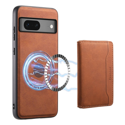 For Google Pixel 7 5G Denior D13 Retro Texture Leather MagSafe Card Bag Phone Case(Brown) - Google Cases by Denior | Online Shopping South Africa | PMC Jewellery | Buy Now Pay Later Mobicred