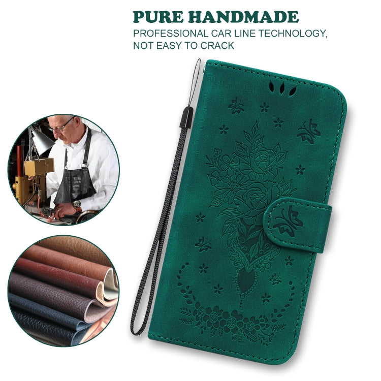 For iPhone 16e Butterfly Rose Embossed Leather Phone Case(Green) - iPhone 16e Cases by PMC TechLife | Online Shopping South Africa | PMC TechLife | Buy Now Pay Later Mobicred