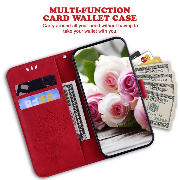 For iPhone 16e Butterfly Rose Embossed Leather Phone Case(Red) - iPhone 16e Cases by PMC TechLife | Online Shopping South Africa | PMC TechLife | Buy Now Pay Later Mobicred