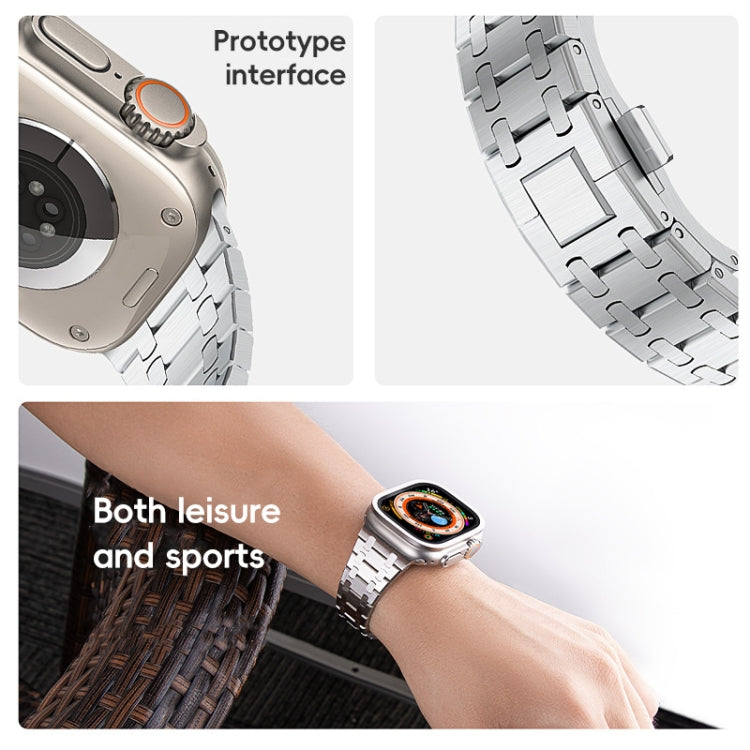 For Apple Watch SE 44mm PG94 Dual-link Modified Stainless Steel Watch Band(Silver) - free shipping - PMC TechLife - Order now!