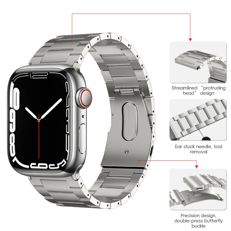 For Apple Watch 42mm PG63 Three-Bead Protrusion Titanium Metal Watch Band(Silver) - free shipping - PMC TechLife - Order now!