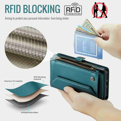 For iPhone 11 Pro CaseMe C36 Card Slots Zipper Wallet RFID Anti-theft Leather Phone Case(Blue-green) - iPhone 11 Pro Cases by CaseMe | Online Shopping South Africa | PMC Jewellery | Buy Now Pay Later Mobicred