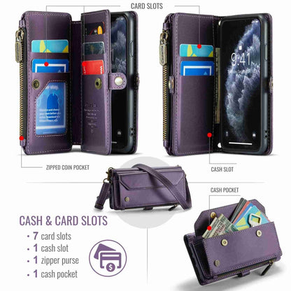 For iPhone 11 Pro Max CaseMe C36 Card Slots Zipper Wallet RFID Anti-theft Leather Phone Case(Purple) - iPhone 11 Pro Max Cases by CaseMe | Online Shopping South Africa | PMC Jewellery | Buy Now Pay Later Mobicred