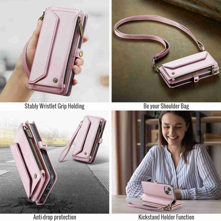 For iPhone 13 CaseMe C36 Card Slots Zipper Wallet RFID Anti-theft Leather Phone Case(Pink) - iPhone 13 Cases by CaseMe | Online Shopping South Africa | PMC Jewellery | Buy Now Pay Later Mobicred