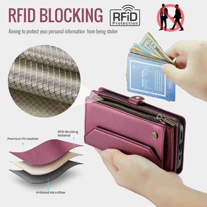 For iPhone 13 Pro CaseMe C36 Card Slots Zipper Wallet RFID Anti-theft Leather Phone Case(Wine Red) - iPhone 13 Pro Cases by CaseMe | Online Shopping South Africa | PMC Jewellery | Buy Now Pay Later Mobicred