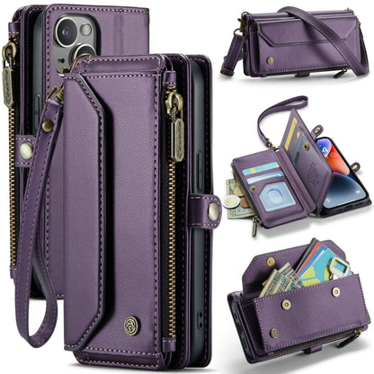 For iPhone 14 Plus CaseMe C36 Card Slots Zipper Wallet RFID Anti-theft Leather Phone Case(Purple) - iPhone 14 Plus Cases by CaseMe | Online Shopping South Africa | PMC Jewellery | Buy Now Pay Later Mobicred