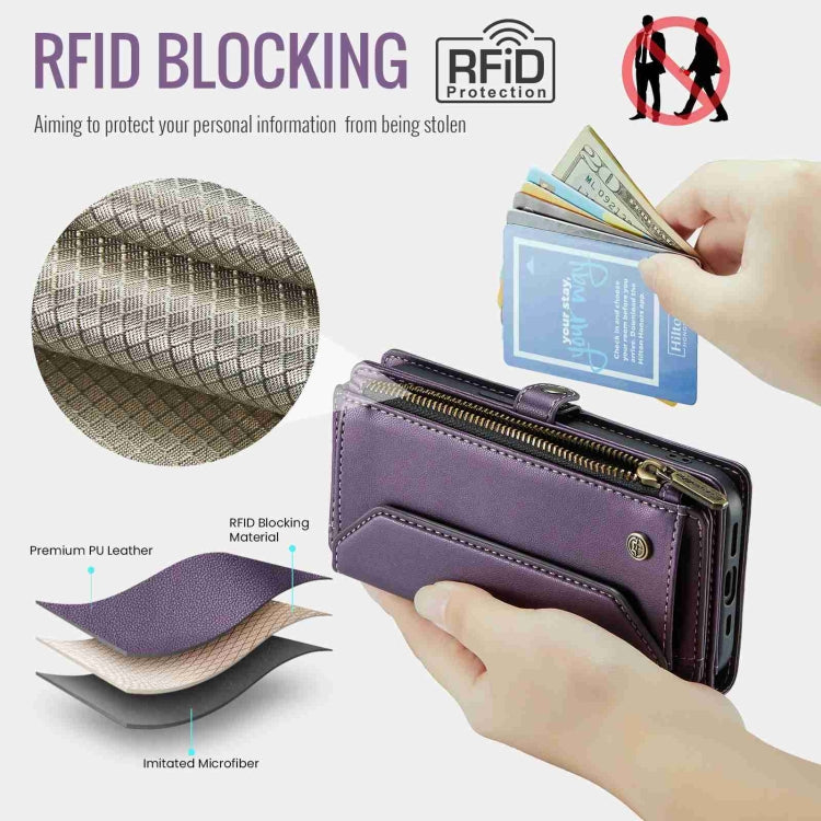 For iPhone 14 Pro CaseMe C36 Card Slots Zipper Wallet RFID Anti-theft Leather Phone Case(Purple) - iPhone 14 Pro Cases by CaseMe | Online Shopping South Africa | PMC Jewellery | Buy Now Pay Later Mobicred