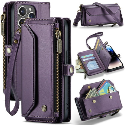 For iPhone 14 Pro Max CaseMe C36 Card Slots Zipper Wallet RFID Anti-theft Leather Phone Case(Purple) - iPhone 14 Pro Max Cases by CaseMe | Online Shopping South Africa | PMC Jewellery | Buy Now Pay Later Mobicred