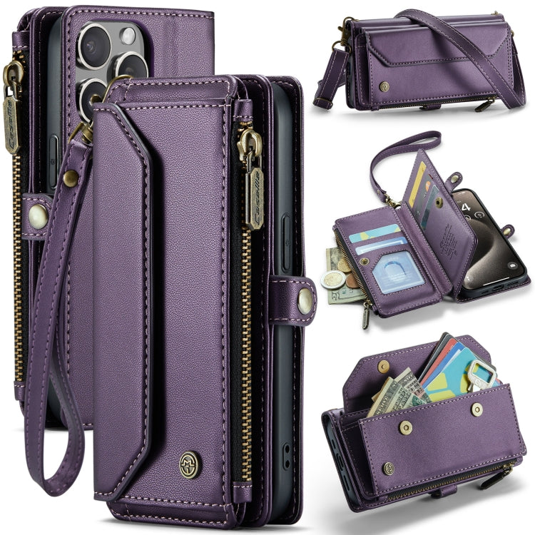 For iPhone 15 Pro CaseMe C36 Card Slots Zipper Wallet RFID Anti-theft Leather Phone Case(Purple) - iPhone 15 Pro Cases by CaseMe | Online Shopping South Africa | PMC Jewellery | Buy Now Pay Later Mobicred