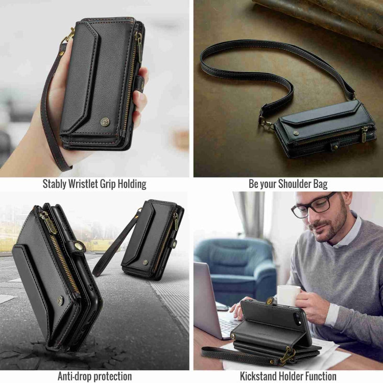 For iPhone 8 / 7 / 6 CaseMe C36 Card Slots Zipper Wallet RFID Anti-theft Leather Phone Case(Black) - More iPhone Cases by CaseMe | Online Shopping South Africa | PMC Jewellery | Buy Now Pay Later Mobicred