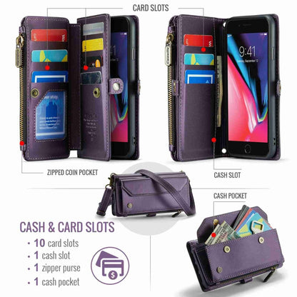 For iPhone 8 Plus / 7 Plus / 6 Plus CaseMe C36 Card Slots Zipper Wallet RFID Anti-theft Leather Phone Case(Purple) - More iPhone Cases by CaseMe | Online Shopping South Africa | PMC Jewellery | Buy Now Pay Later Mobicred