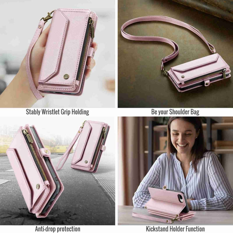 For iPhone 8 Plus / 7 Plus / 6 Plus CaseMe C36 Card Slots Zipper Wallet RFID Anti-theft Leather Phone Case(Pink) - More iPhone Cases by CaseMe | Online Shopping South Africa | PMC Jewellery | Buy Now Pay Later Mobicred