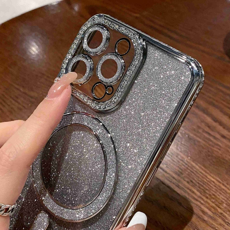 For iPhone 16 Plus Diamond Gradient Glitter Plated MagSafe Phone Case(Pink) - free shipping - PMC Jewellery - Order now!