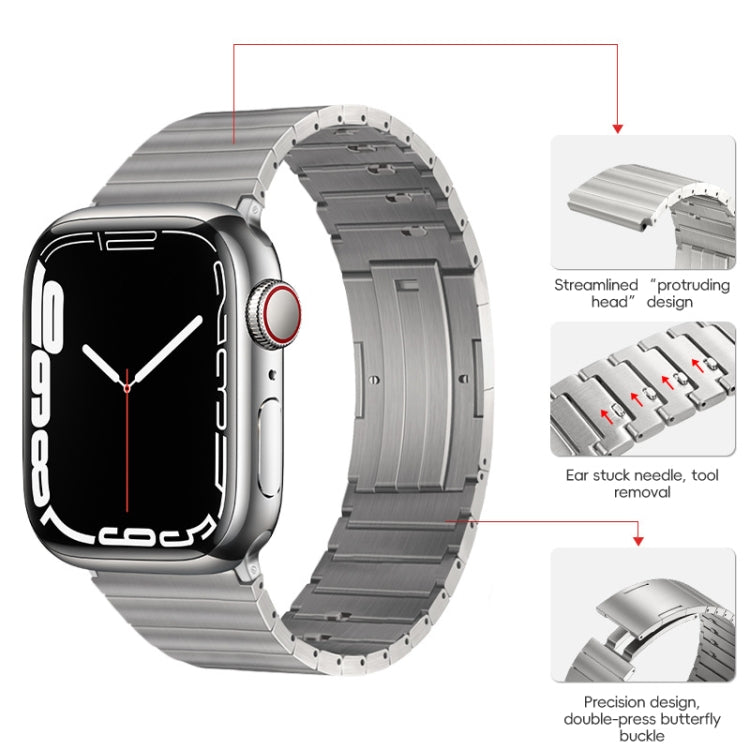 For Apple Watch SE 44mm PG65 Single Bead Bamboo Joint Spring Bars Titanium Metal Watch Band(Silver) - free shipping - PMc TechLife - Order now!