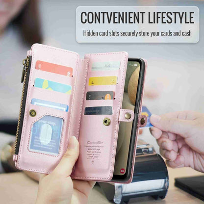 For Samsung Galaxy A12 5G CaseMe C36 Card Slots Zipper Wallet RFID Anti-theft Leather Phone Case(Pink) - Galaxy Phone Cases by CaseMe | Online Shopping South Africa | PMC Jewellery | Buy Now Pay Later Mobicred